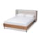 Baxton Studio Catarina Beige Upholstered Walnut Finished Queen Size Platform Bed 159-9575 - alternate 1